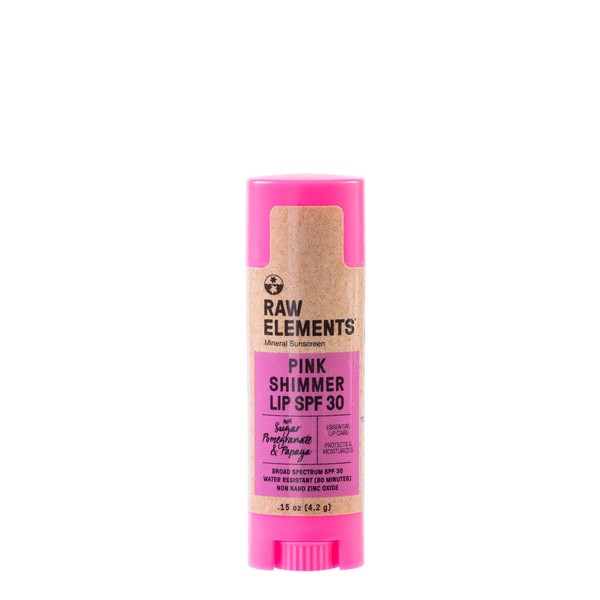 Raw Elements Organic Pink Lip Shimmer Zinc Oxide SPF 30+, 0.15oz