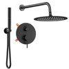 Shower Faucet Set,10-Inch Round Rainfall Showerhead with Dual-Function Handheld Spray,Brass