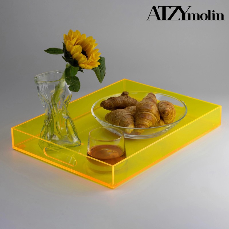 ATZYmolin 16"x12" Large Acrylic Serving Tray Decorative Ottoman Coffee Table