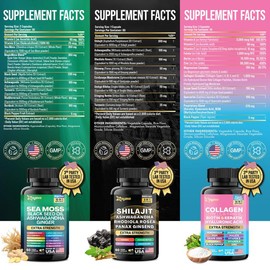 Zoyava Ultimate Wellness Trio: Sea Moss, Collagen, & Shilajit - Multivitamin All-in-1 Supplements - Made in USA - Highly Potent