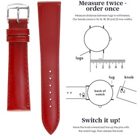 ROCHET WATCH BANDS No. 503 Fine Smooth Calfskin Leather - Aeroconfort Leather Watch Bands, Anti-Allergic Band for Men Women Fashion Watches (16MM, RED), ZRC-503