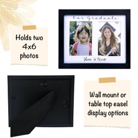 Modern Mama Memories Then and Now Graduation Picture Frame, Double 4x6 Photo Frame, Class of 2024 Graduation Frame, School Picture Frame Pre-K to 12 Display, Grad Party Decor, Graduation Gifts