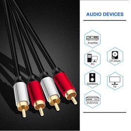 Yeung Qee 2RCA Male to 2RCA Male Stereo Audio Cable,Dual Shielded Gold-Plated RCA Stereo Cable,Suitable for Home Theater, Amplifier, HDTV, Game Console, Hi-Fi System. … (10m/30ft)