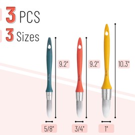 Bates- Trim Paint Brush, 3 pcs, 5/8”, 3/4” and 1”, Ergonomic Handles, Sunset Coastline Colors, Trim Brushes for Painting