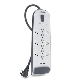 Belkin Home/Office Surge Protector, 12 AC Outlets, 6 ft Cord, 3,996 J, White/Black