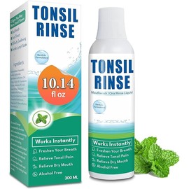 Tonsil Rinse-Tonsil Stone Remover Mouthwash，Natural Mouthwash Soothe Tonsils，Fight Bad Breath，Relieve Dry Mouth-Alcohol-Free，Breath Freshening，Mint Flavor-10 FL OZ