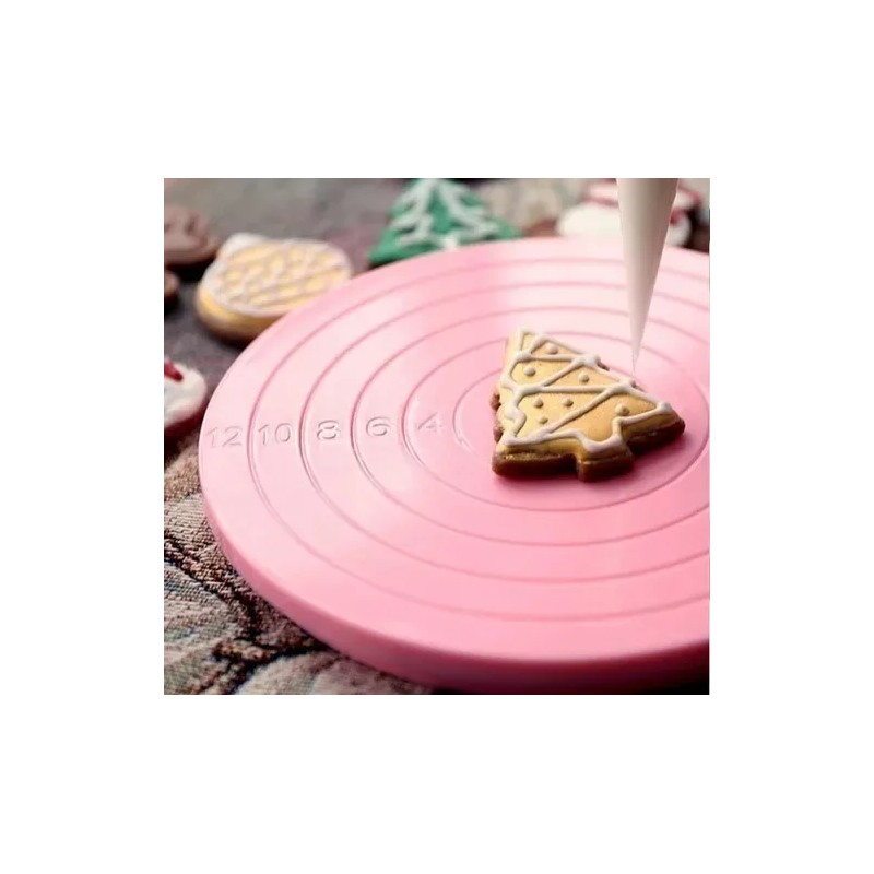 GU Base Giratoria Para Pastel, Cupcakes, Galletas, Rosa Anti