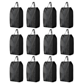 Travel Shoe Bags, Set of 12, Large Oxford Fabric Storage Bags with Zipper and Handle, Water-Resistant Pouches, Black, Black