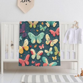 E-RIDES 76x100CM Small Flannel Blanket, Beautiful Butterfly Blanket for Babies, Kids, Cat, Dog, Travel - Lightweight Blanket for Couch, Bed, Car, and Stroller, Idea Birthday Gift