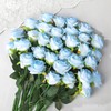 Ovveroche 68 Pcs Ice Blue Artificial Roses Fake Flowers,Silk Flowers