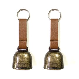 Pack of 2 Small Cow Bell for Dog Collar with Leather Strap, Bear Warning Bell, Loud Cow Bell, Anti-Lost Willow Copper Training Bells, Pet Tracker Noisemaker for Puppies Cat Horse Sheep Goat, Metal