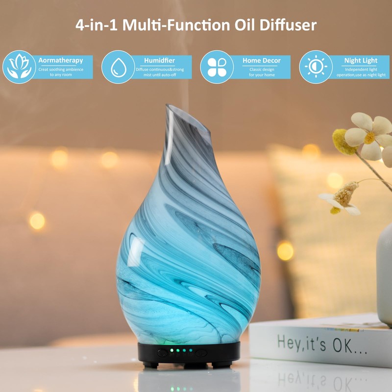 Essential Oil Diffuser 120ml Ultrasonic Aromatherapy Diffuser with Handmade Glass