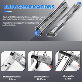 SLIDEWAY 260 Lbs Heavy Duty Locking Drawer Slides 1 Pair 12 14 16 18 20 24 26 30 32 40 Inch Full Extension Ball Bearing Sliding Rails Cabinet Runners Tracks RV Glides (53mm Wide with Lock)-24"