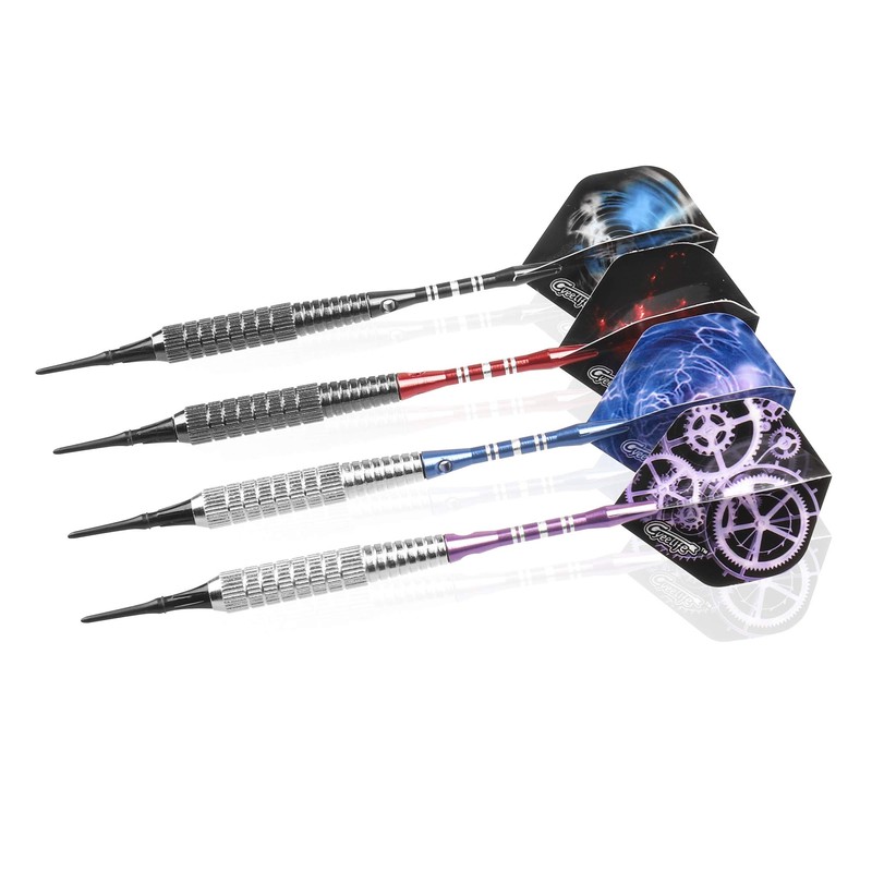 CyeeLife 12本入り 15g ソフトチップダーツセッ+アルミシャフト+100個ティップ+多機能ツール,入門級家庭用ダーツ