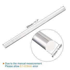 sourcing map Aluminum Solid Round Rod 12mm Diameter 300mm Length Lathe Bar Stock for DIY Craft Pack of 1Pcs