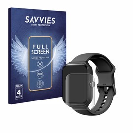 Savvies Pack of 4 Full Screen Protectors for Toobur IDW16 1.95 Inch Full Cover Screen Protector [3D Curved, Transparent, Anti-Fingerprint]