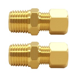 Joywayus Brass 1/4" NPT Male x 1/4" Tube OD Compression Tube Pipe Fitting Union Connector (Pack of 2)