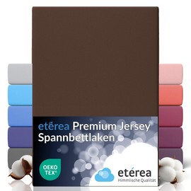 ETÉREA Jersey Fitted Sheet 90 x 200 cm - 100 x 200 - 100% Cotton - Premium 160 GSM Fine Combed - Flat Sheet 90 x 200 cm - 100 x 200 cm - Cotton Bed Sheet - Oeko-Tex - Dark Brown