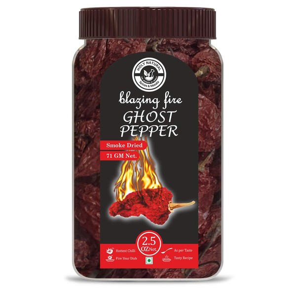 Bhut Jolokia Chilli whole- 2.5 Oz, Ghost pepper pod, Hottest Chilli whole, Smoked dried & Spicy chilli of the world