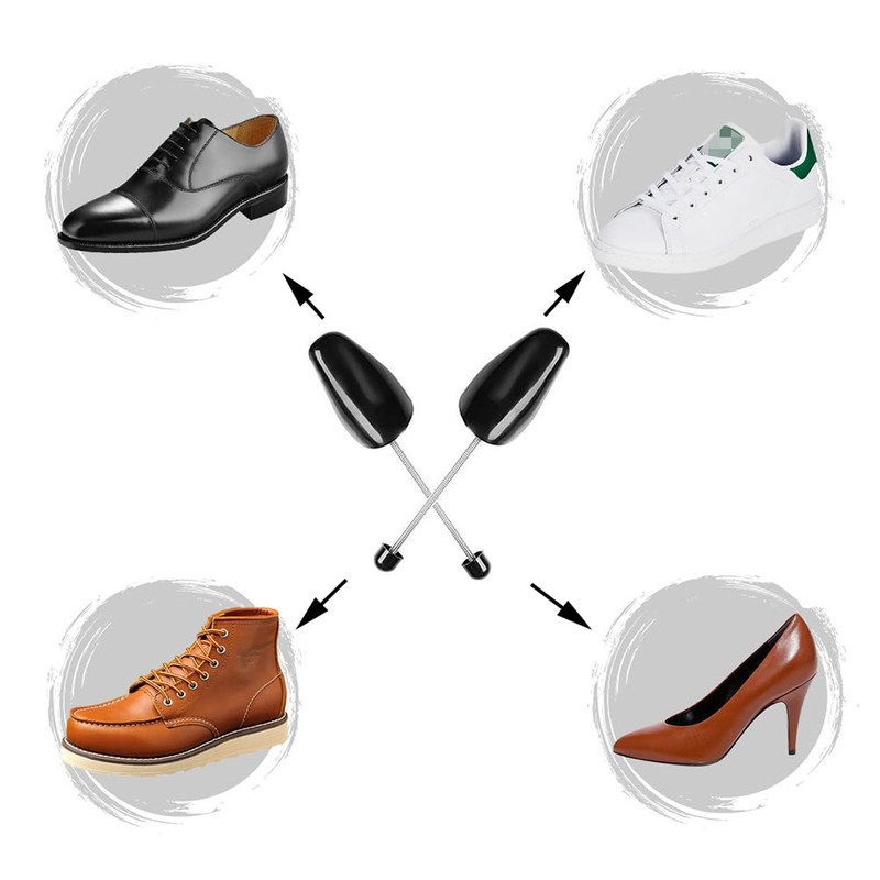 OHEETU 2 Pairs Black Plastic Adjustable Shoe Trees With Tension
