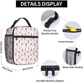 cvthgyy Flower Insulated Lunch Bag Women Tote Bag for Flower Lovers, Large Capacity Lunch Box, Reusable Lunch Box for Adults Picnic Work (Flower-B)