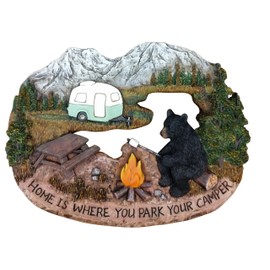 Wall Signs for Home Decor Family - Black Bear Decor Rustic Home Decorative Sign - Bear Decorations for Cabin Decorative Wall Plaques - Wildlife Decor (Home is Where You Park Your Camper, 11.75")
