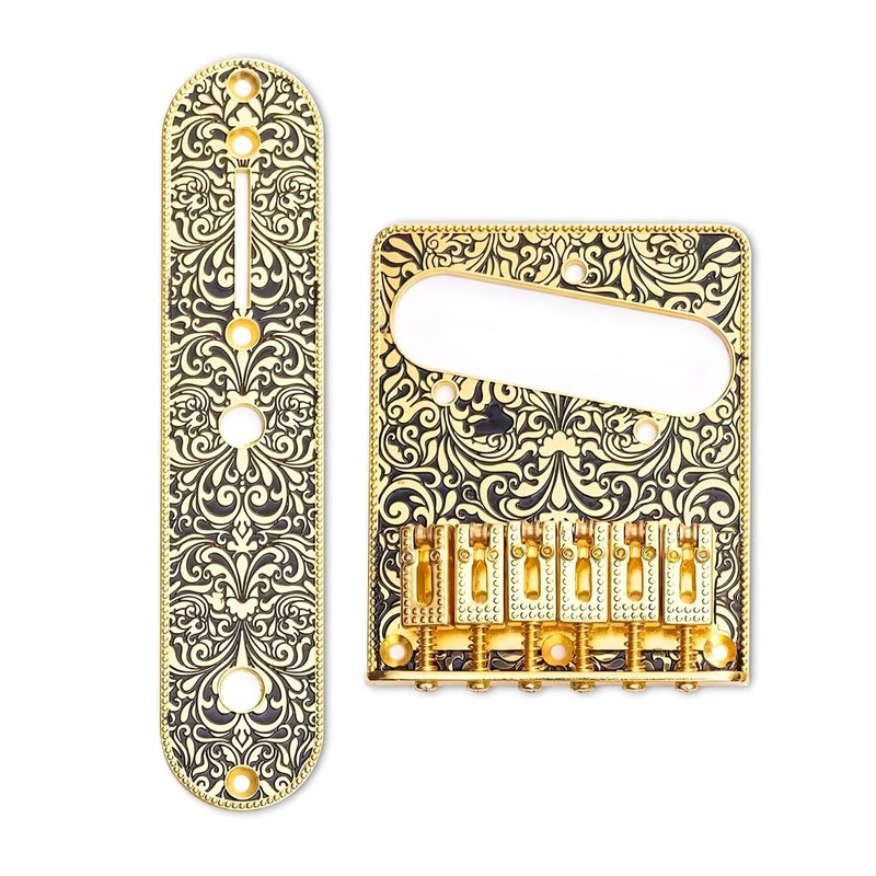Gurtt Gold Carved Roller Telecaster Bridge – 6 String Saddle