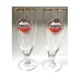 Amstel Light 24 K Gold Rimmed Chalice Glass | Set of 2 Glasses by Amstel