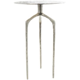 Deco 79 Aluminum Metal Geometric Side End Accent Table Slim Textured End Table, Side Table 15" x 15" x 22", Silver