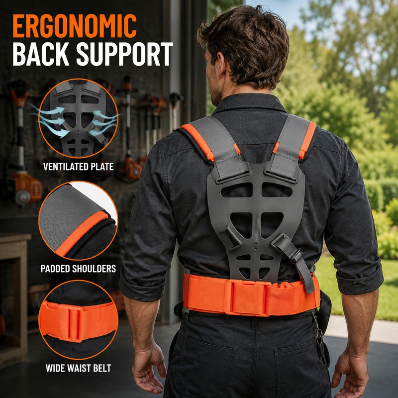Adjustable Double Shoulder Strap Lawn Mower Harness – Trimmer Shoulder