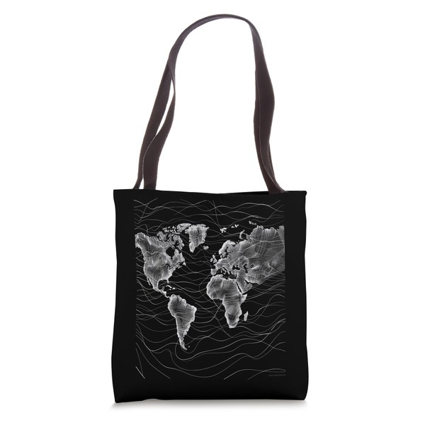 World Map Line Tote Bag