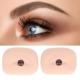 1 Pair Soft Silicone Eye Model Flexible 5D for Practicing Piercing Suture Makeup Teaching Instructions for Eye Makeup, Semi Permanent Eyebrow Line Practice (Brown Eyeball)
