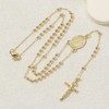 Gold Rosary Bead Cross Necklace for Women Men with Virgin