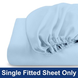 Cot Fitted Sheet 33" x 75" - Cot Size Mattress Sheet Fitted with Narrow Twin/Camp Bunk/RVs Bunk/Army Cots/Guest Beds/Trifold Mattress - Super Soft Camper RV Bunk Fitted Bed Sheet (Light Blue)