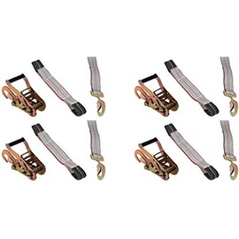 PVC Coated Premium Grey, Secure Tow RBK6, 8 Point TIE Down KIT (Ratchets and Straps w/ snap Hooks) for Rollback, Car Hauler, Carrier, Flat Bed, Heavy Duty 38-200SH