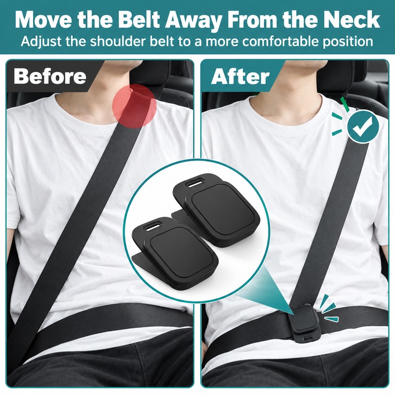 Car Seat Belt Adjuster for Shoulder Positioning – Locking Clamp