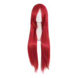 generic Mujer Peluca Roja Pelo Largo Pelucas Con Flequillo Peluca Re