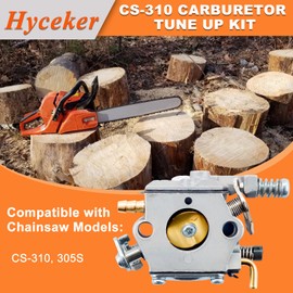 Hyceker CS-310 Carburetor Tune Up Kit For Echo CS-310 CS310 CS 310 Shindaiwa 305s Chainsaw Parts, A021001700 For Walbro Carb WT-946, CS-310 Chainsaw Carburetor Kit with Air Fuel Filter Line Spark Plug