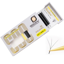 Eyelash Extension, 3D W Shape Lash Extension, 0.07 mm C 8-15 mm, 12 Rows, Natural Soft Blister Card for Transplanting Eyelashes for Artists, Beginners, Beauty Salon (3D-0.07-C8-15mm-Matte