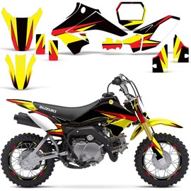 Wholesale Decals MX Dirt Bike Graphics kit Sticker Decal with Rim Trim and Number Plates Compatible with Suzuki DRZ 70 2015 - Bold Race