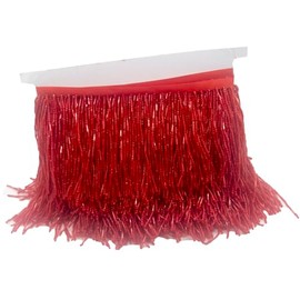 KUYLENT 1 Yard 3.9 Inches Beaded Fringe Trim Lace Chainette Tassel Fringe Trimming for Dress Clothes Lamp Shade Decoration DIY (Red)
