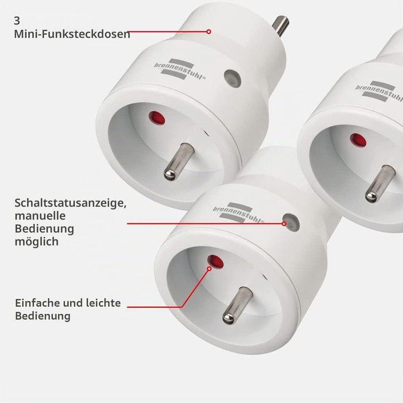 Brennenstuhl Comfort-Line 1507071 Radio Sockets Programmable Set of 3 with