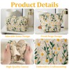 2PCS Floral Makeup Bag Set, Portable Zippered Cosmetic Bags for