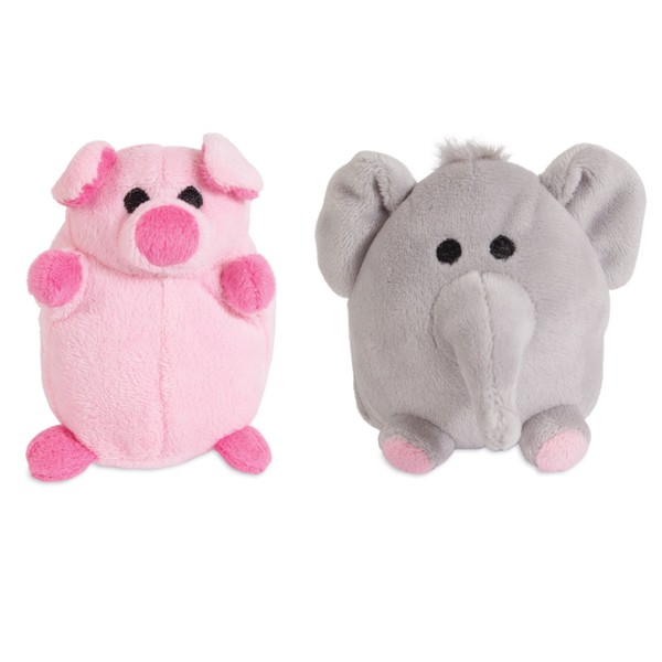 ZOOBILEE 32023 Mini Elephant & Pig Dog Toy (2 Pack)