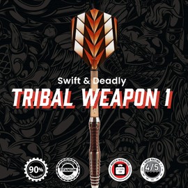 Shot Darts Steel Tip, Tribal Weapon Savage (23g/ 25g), 90% Tungsten Barrels, Front Weighted with Precision grips, Handcrafted Professional Dart Set and Flights Made in New Zealand, Metal Tip Bar Darts