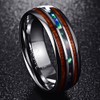 VAKKI Mens Rings with Hawaiian Koa Wood Inlay 8mm Abalone