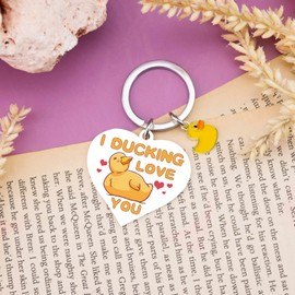 QUIHUD Duck Gift i Love You Gift For Boyfriend Girlfriend Duck Gifts For Ducks Lovers Positive Ducks Keychain