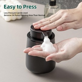 AZMOYAC Black Foaming Soap Dispenser - Modern Ceramic Foam Hand Soap Dispenser Bathroom, 12 Oz Facial Cleanser Dispenser Bottle with Foam Pump, Refillable Wash Dish Soap Dispenser for Kitchen