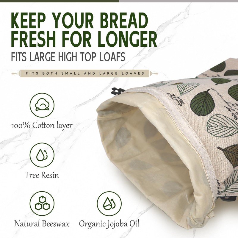 Beeswax Bread Bags for Homemade Sourdough, Sourdough Bread Bag with