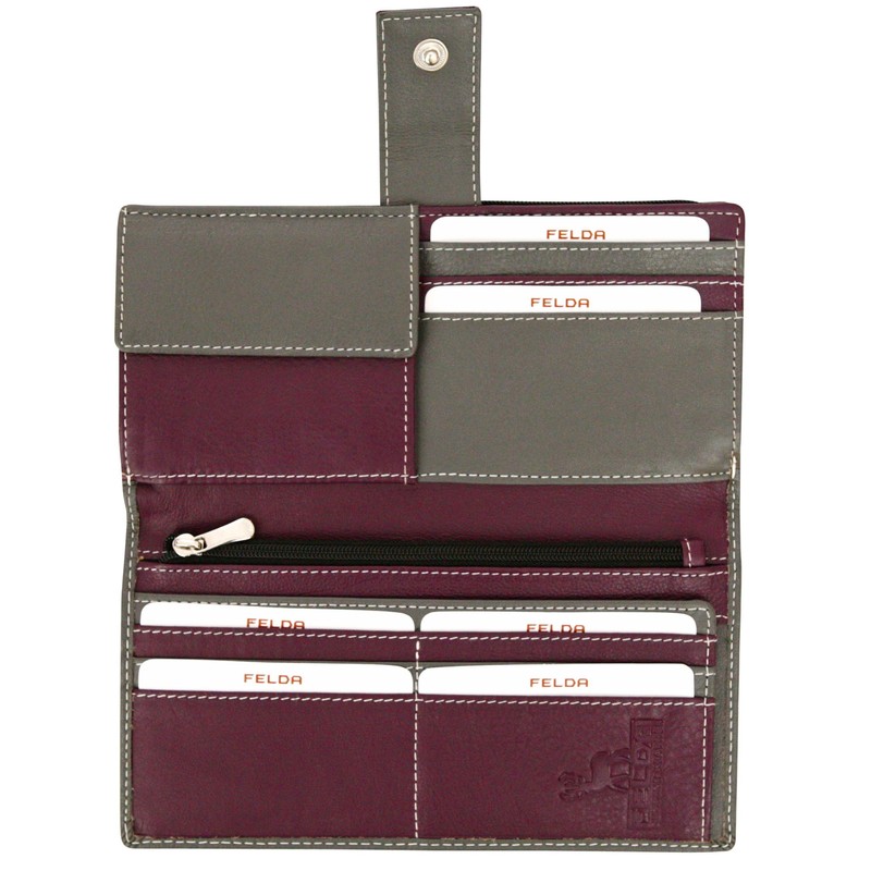 Felda - Women's Genuine Leather Wallet - Compartments for Smartphone,